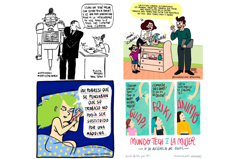 Cuatro humoristas gráficas colaboran con la campaña de sensibilización #14puntos de la fundación Cotec