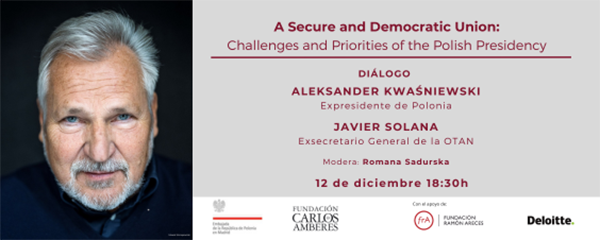 El ex presidente polaco Aleksander Kwaśniewski y Javier Solana debatirán sobre el futuro de Europa en la Carlos de Amberes