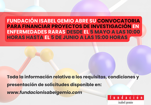 La Fundación Isabel Gemio abre su convocatoria para financiar proyectos de investigación en enfermedades raras